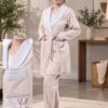 Rose Miss Ensemble pyjama et peignoir 3 pièces – Réf 16978 – Beige