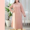Rose Miss Chemise de nuit longue velours brodée – Réf 16979 – Vieux rose