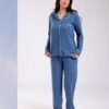 Rose Miss Pyjama boutonné passepoil blanc – Réf 16983 – Bleu acier