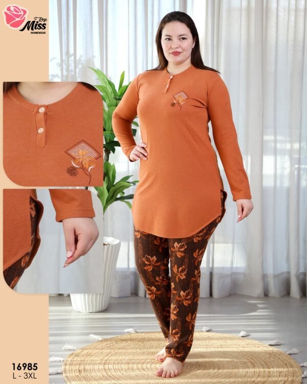 Rose Miss Pyjama tunique brodée – Réf 16985 – Orange