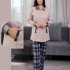 Rose Miss Pyjama boutonné à carreaux – Réf 16986 – Beige