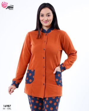 Rose Miss Pyjama boutonné à pois – Réf 16987 – Orange