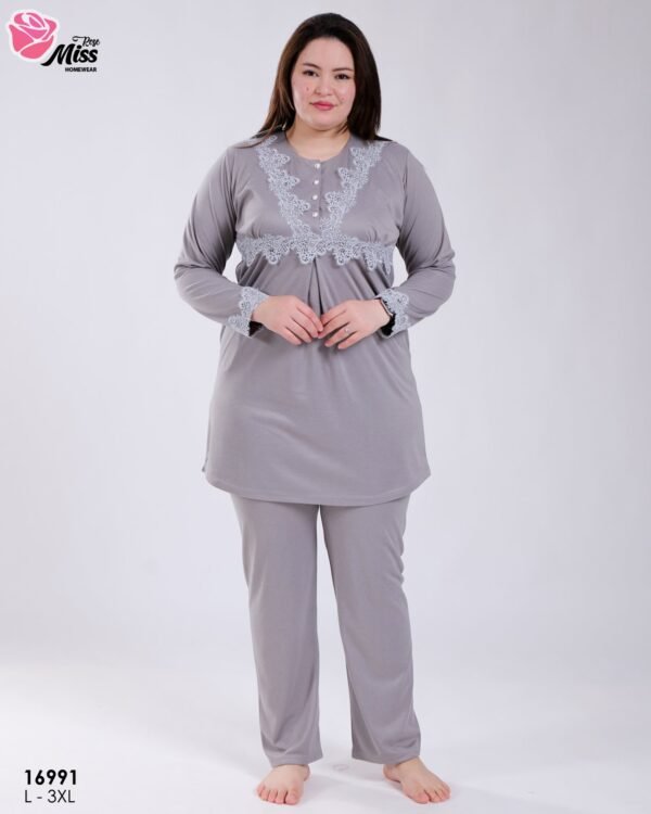 Rose Miss Pyjama tunique dentelle – Réf 16991 – Gris