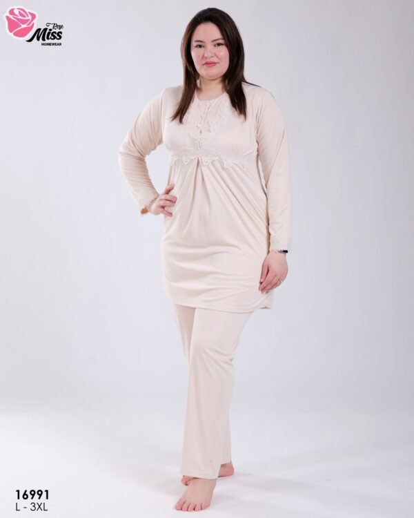 Rose Miss Pyjama tunique dentelle – Réf 16991 – Écru