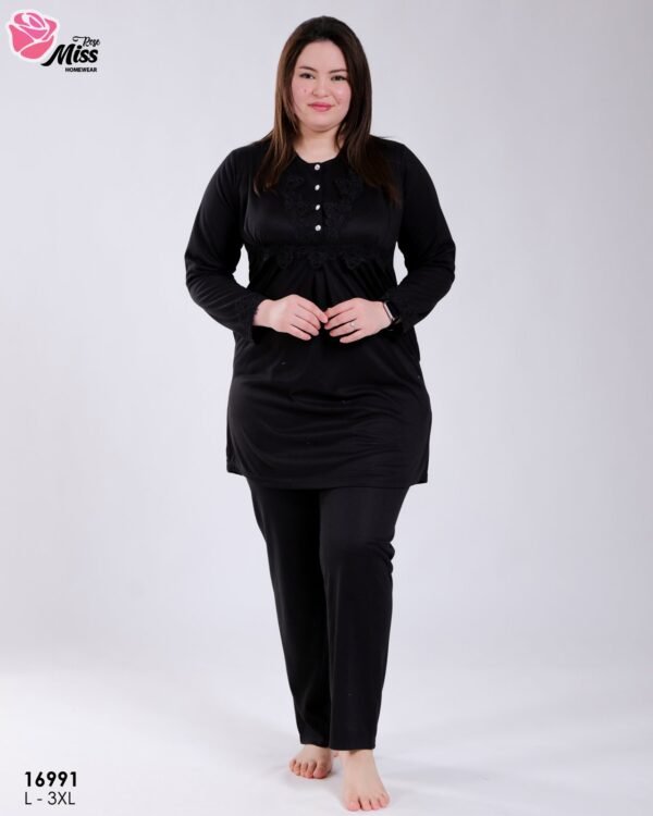Rose Miss Pyjama tunique dentelle – Réf 16991 – Noir