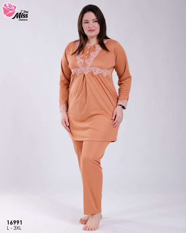 Rose Miss Pyjama tunique dentelle – Réf 16991 – Orange