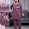 Rose Miss Pyjama tunique dentelle – Réf 16992 – Prune