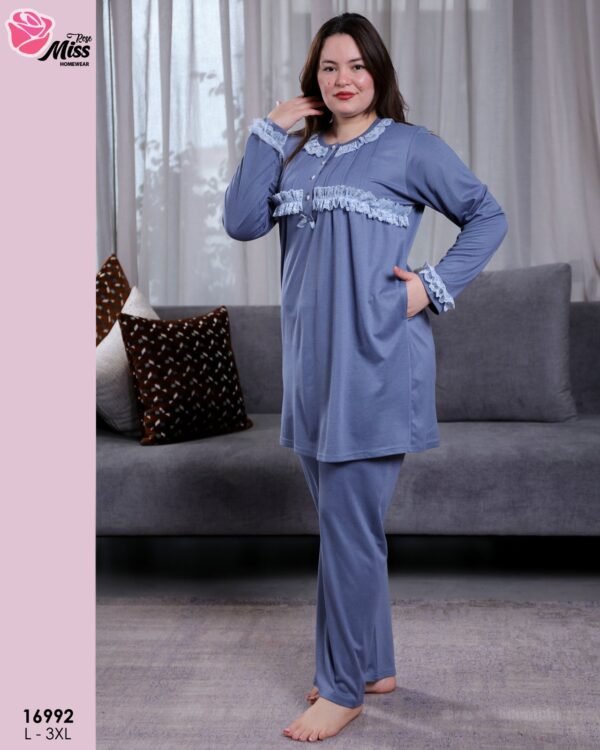 Rose Miss Pyjama tunique dentelle – Réf 16992 – Bleu jean