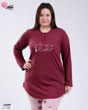 Rose Miss Pyjama tunique imprimé – Réf 16999 – Bordeaux
