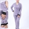 Rose Miss Pyjama boutonné côtelé – Réf 17002 – Lilas