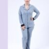Rose Miss Pyjama boutonné côtelé – Réf 17002 – Bleu jean