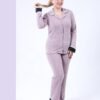 Rose Miss Pyjama boutonné côtelé – Réf 17002 – Mauve
