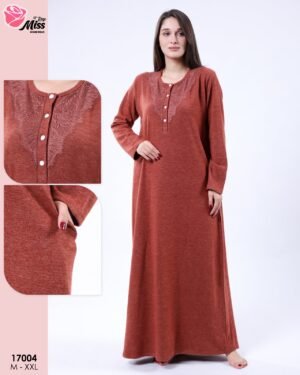 Rose Miss Chemise de nuit longue brodée – Réf 17004 – Rouille