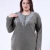 Rose Miss Chemise de nuit longue brodée – Réf 17004 – Gris