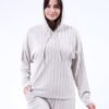 Rose Miss Pyjama côtelé à capuche – Réf 17009 – Beige