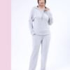 Rose Miss Pyjama côtelé à capuche – Réf 17009 – Gris clair