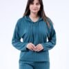 Rose Miss Pyjama côtelé à capuche – Réf 17009 – Bleu pétrole