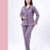 Rose Miss Pyjama boutonné à volants damier – Réf 17013 – Mauve