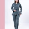 Rose Miss Pyjama boutonné à volants damier – Réf 17013 – Vert pétrole