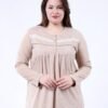 Rose Miss Chemise de nuit longue jacquard – Réf 17022 – Beige