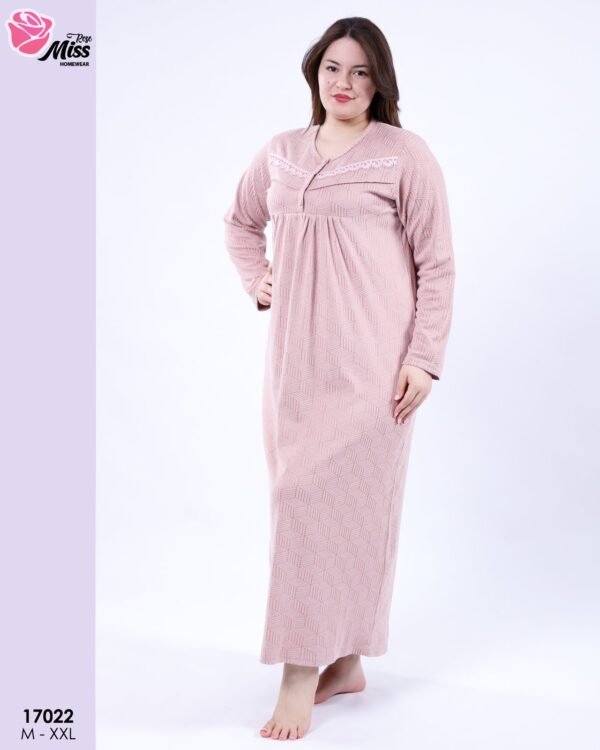 Rose Miss Chemise de nuit longue jacquard – Réf 17022 – Rose pâle