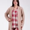 Rose Miss Ensemble pyjama à carreaux et gilet 3 pièces – Réf 17023 – Beige et rouge