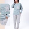 Rose Miss Ensemble pyjama polaire et veste fourrure 3 pièces – Réf 17029 – Vert d'eau