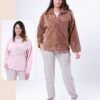 Rose Miss Ensemble pyjama polaire et veste fourrure 3 pièces – Réf 17029 – Marron