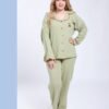 Rose Miss Pyjama boutonné gaufré – Réf 17033 – Vert anis