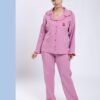 Rose Miss Pyjama boutonné gaufré – Réf 17033 – Vieux rose