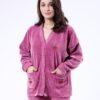 Rose Miss Pyjama velours côtelé boutonné – Réf 17039 – Framboise