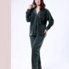 Rose Miss Pyjama velours côtelé boutonné – Réf 17039 – Vert foncé