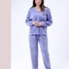 Rose Miss Pyjama velours côtelé boutonné – Réf 17039 – Bleu lavande
