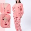 Rose Miss Pyjama polaire boutonné cerises – Réf 17053 – Corail