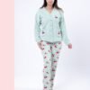Rose Miss Pyjama polaire boutonné cerises – Réf 17053 – Vert d'eau