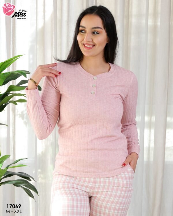 Rose Miss Pyjama pantalon à carreaux – Réf 17069 – Rose