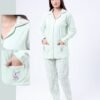 Rose Miss Pyjama boutonné imprimé lapin – Réf 17086 – Vert d'eau