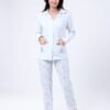 Rose Miss Pyjama boutonné imprimé lapin – Réf 17086 – Bleu ciel