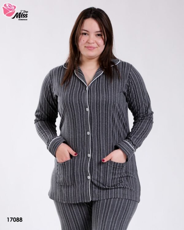 Rose Miss Pyjama chemise imprimé – Réf 17088 – Gris anthracite