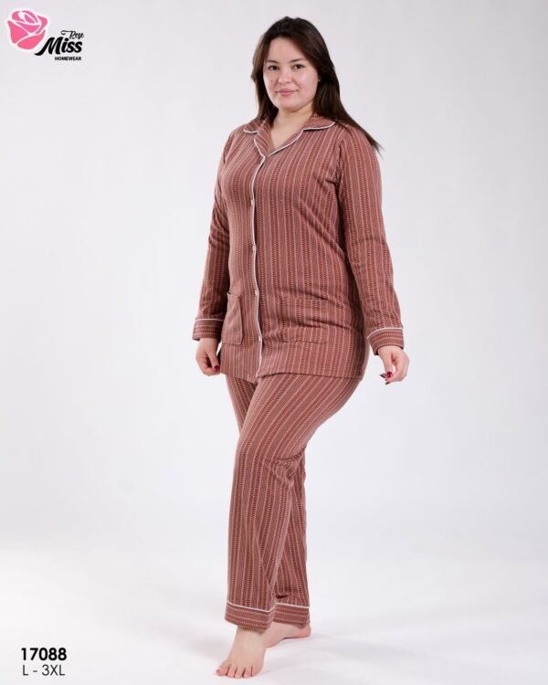 Rose Miss Pyjama chemise imprimé – Réf 17088 – Marron
