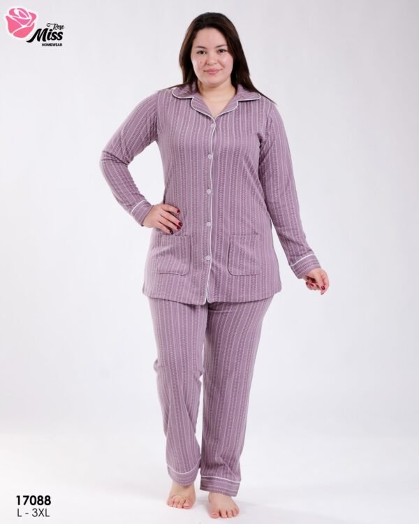 Rose Miss Pyjama chemise imprimé – Réf 17088 – Mauve