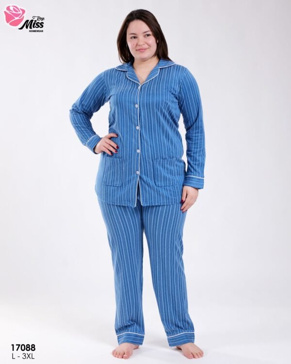 Rose Miss Pyjama chemise imprimé – Réf 17088 – Bleu