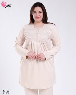 Rose Miss Pyjama tunique dentelle – Réf 17107 – Écru