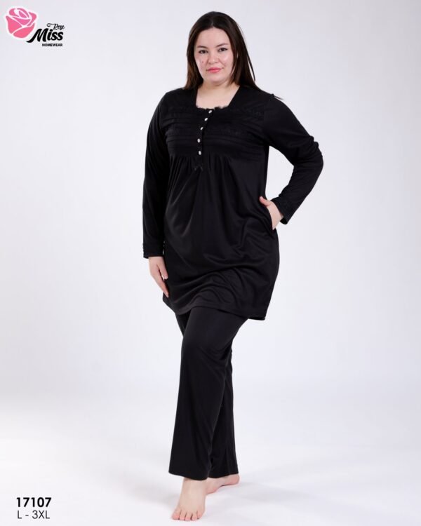 Rose Miss Pyjama tunique dentelle – Réf 17107 – Noir