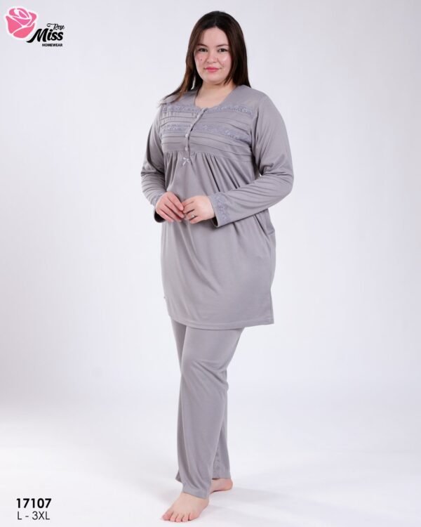 Rose Miss Pyjama tunique dentelle – Réf 17107 – Gris
