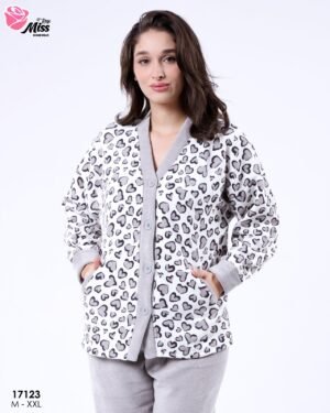 Rose Miss Pyjama polaire imprimé cœurs – Réf 17123 – Gris