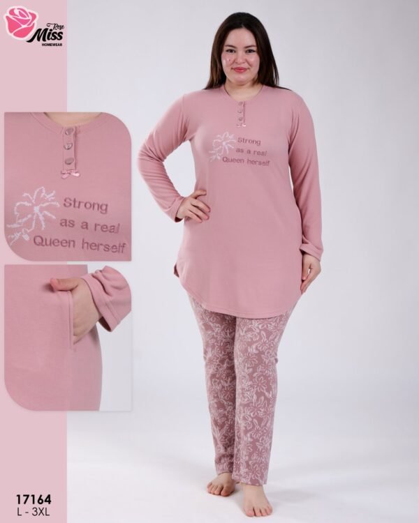 Rose Miss Pyjama tunique imprimé fleurs – Réf 17164 – Vieux rose Rose Miss Pyjama tunique imprimé fleurs – Réf 17164 – Vieux rose