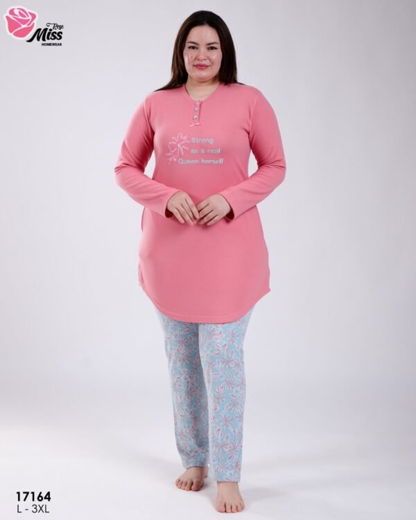Rose Miss Pyjama tunique imprimé fleurs – Réf 17164 – Corail Rose Miss Pyjama tunique imprimé fleurs – Réf 17164 – Corail