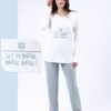 Rose Miss Ensemble pyjama Noël et peignoir 3 pièces – Réf 17195 – Blanc et vert