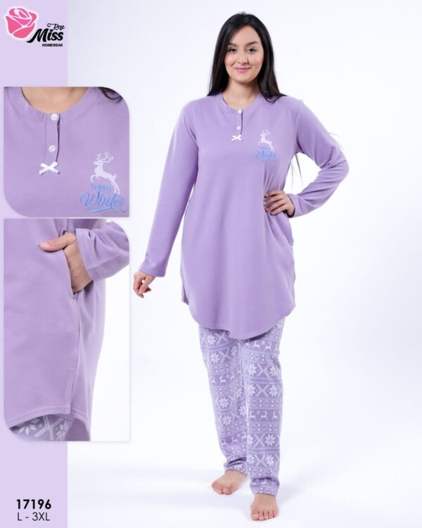 Rose Miss Pyjama tunique polaire – Réf 17196 – Lilas